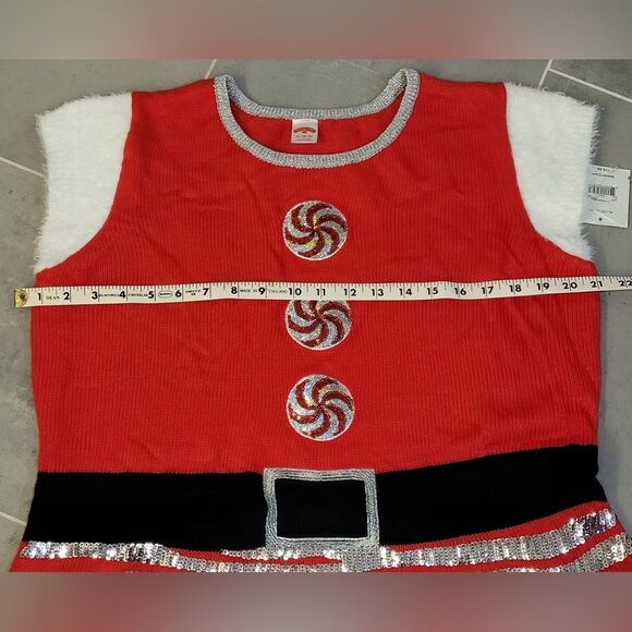 Holiday Time Women Santa Claus Sweater Dress Size XL(16-18) Sequin Skirt Red NWT - Picture 7 of 7